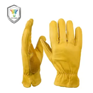 Gants de travail en cuir Flex Grip Tough Cowhide Gant de jardinage pour hommes femmes Or