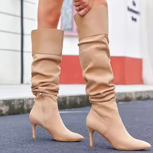 Bottes longues OEM sexy pour femme, à talon aiguille, bout pointu, style décontracté, montantes au-dessus du genou, pour l'automne - Product Image 4