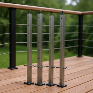 Poste de Acero Inoxidable para Barandilla de Cable, 91.4x5x5 cm, con Orificios Preperforados, Soporte Curvo Horizontal para Barandilla de Cubierta - Product Image 2