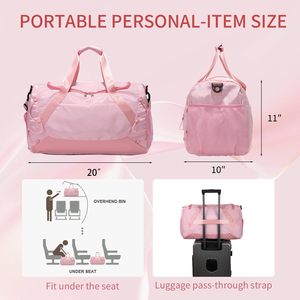 Bolsa de Gimnasio para <span class=keywords><strong>Mujer</strong></span> con Compartimento para Zapatos, Bolsa de <span class=keywords><strong>Viaje</strong></span> de Fin de Semana, Bolsa Deportiva para Gimnasio, Yoga, Baile - Product Image 3
