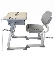 Ensemble bureau et chaise d'étudiant moderne et réglable avec siège ventilé, rangement pour livres et réglage en hauteur pour salle de classe