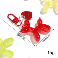 Joli porte-clés coréen en acrylique avec breloques cœur, dessin animé 3D, ballon coloré et petit chien, idéal pour sacs et cadeaux
