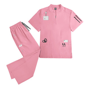 Gommage unisexe extensible et respirant avec logo personnalisé de haute qualité, couleur pure, pour médecins et infirmières, avec col montant ajusté 2pc d'uniformes d'allaitement - Product Image 2