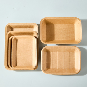 Assiettes rectangulaires jetables en papier kraft, style rustique, pour baby shower, fête de camping, anniversaire, fournitures de fête, fabriquées en Chine - Product Image 1