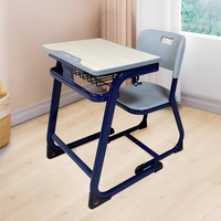 Ensemble Chaise et Bureau d'Écolier à Hauteur Personnalisable, Mobilier de Classe Moderne en Métal, Bureau Scolaire Durable