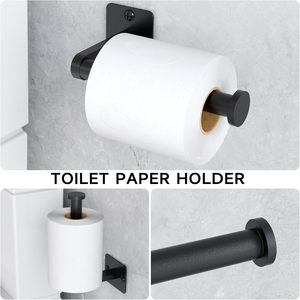 Metal Adjustable Eco-Friendly Energy-Saving <strong>Toilet</strong> <strong>Roll</strong> <strong>Holder</strong> &amp; <strong>Towel</strong> <strong>Rail</strong> Set 24'' Black Finish Includes <strong>Towel</strong> Ring Wall Hook - Product Image 3