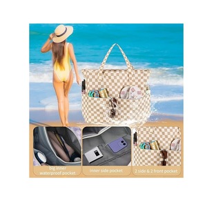 <span class=keywords><strong>Sac</strong></span> <span class=keywords><strong>fourre</strong></span>-<span class=keywords><strong>tout</strong></span> pour <span class=keywords><strong>femme</strong></span> en polyester de couleur unie multifonctionnel de grande capacité pour les voyages, la remise en forme, les loisirs et la plage - Product Image 4