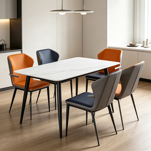 Modern Rectangular Marble <b>Dining</b> Table <b>Set</b> with PU Leather <b>Chairs</b> for Home <b>Dining</b> Furniture - Product Image 5