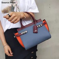 Sac à main classique décontracté en cuir véritable pour femme, avec bandoulière amovible à chaîne, sacs messager et sacs à bandoulière contrastants