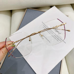 8275カスタムリムレスメタルフレームアンチブルーライト眼鏡眼鏡女性ファッションフレームレス光学眼鏡 - Product Image 3