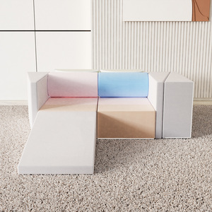 Children's Modular <b>Sofa</b> Light Gray Multi-functional Folding For <b>Kids</b> And Pets - Product Image 2