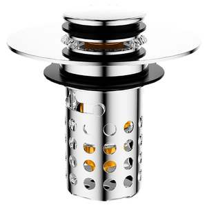 Bouchon anti-fuite pour lavabos, ensemble de vidange à ressort avec filtre anti-odeur et anti-colmatage, joint de type pression - Product Image 2