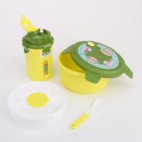 Ensemble de boîte à lunch pour enfants avec bouteille d'eau, couverts, boîte à sauce, 3 compartiments, récipient alimentaire en PP
