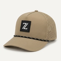 Casquettes de baseball imperméables personnalisées en gros OEM, casquette 5 panneaux avec cordon, logo en silicone 3D, casquettes de sport respirantes, motif léopard pour hommes et femmes
