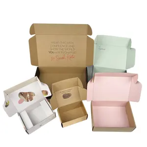 Kotak kemasan pakaian dalam berwarna dapat terurai kraft coklat alami pengiriman kotak hadiah set kotak hadiah populer untuk wanita