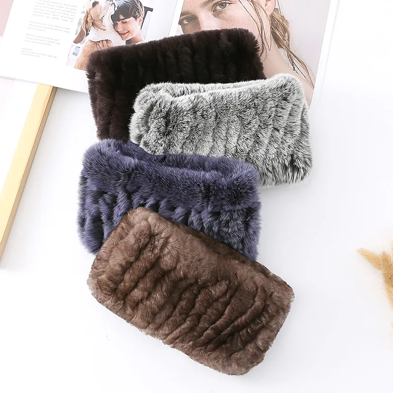 Custom cheap soft rabbit fur high elastic dyed knitted real rex rabbit fur scarf for women