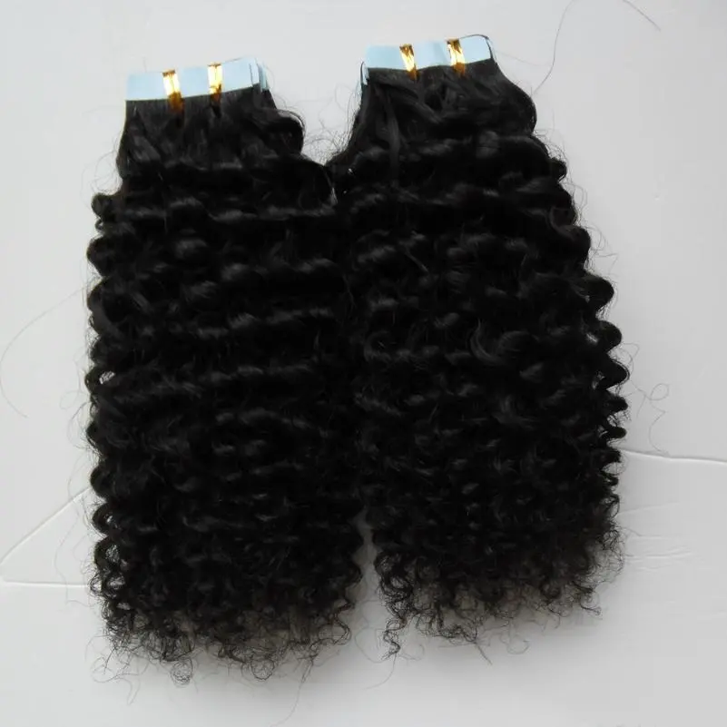 Extensiones de cabello negro para mujer, cinta de pelo rizado afro, precio barato, en extensiones, venta al por mayor, envío gratis