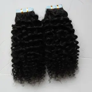 Groothandel skin weft tape hair extensions voor zwarte vrouwen goedkope prijs afro kinky krullend Tape in extensions gratis verzending