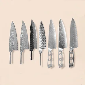 سكين الشيف الدمشقي الياباني المصنوع يدويًا بتصميم جديد من صانعي القطع الأصلية شفرة خالية من الرصاص بمقبض من مجموعة اصنعه بنفسك