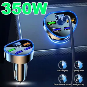Cargador de Coche de 350W con USB Tipo C, Carga Súper Rápida en el Coche con Monitor de Voltaje LED para iPhone, Samsung, Huawei, Oneplus, Vivo, Oppo - Product Image 6