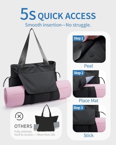 Sac de transport pour tapis de yoga, sac de sport, sac de voyage, grand format, imperméable, avec poche humide, logo personnalisé - Product Image 2