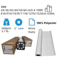 Rollo de Lienzo de Poliéster Imprimible a Base de Agua de 260 g/m², Mate, Impermeable, para Impresión con Tinta de Pigmento para Plotter e Impresión por Inyección de Tinta