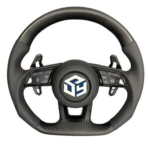 Volante in Pelle Nera/ Nero Lucido/ LED in Fibra di Carbonio per <span class=keywords><strong>Audi</strong></span> A3 A4 B8 A5 B8 A6 C6 A7 C7 A8 D4 Q5 S7 - Product Image 3