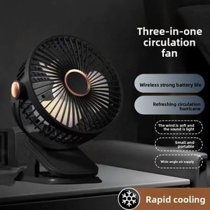 Ventilateur portable USB rechargeable X418 avec 5 vitesses de vent, 3 modes, lumière LED, ventilateur électrique sans fil, faible bruit, ventilateur de bureau pour le camping - Product Image 4