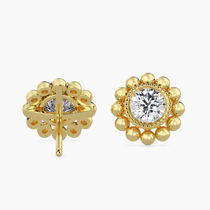 Pendientes Clásicos de Lujo con Diamantes Redondos de Laboratorio de 0.5 Quilates, Oro Amarillo Sólido de 14K, Joyería para Bodas y Fiestas para Mujer - Product Image 3