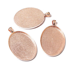 INTODIY Time Stone 30x40mm Innen durchmesser Elliptische Legierung Anhänger Basis Schmuck Schlüssel bund Halskette Leere Basis Harz Zubehör - Product Image 3