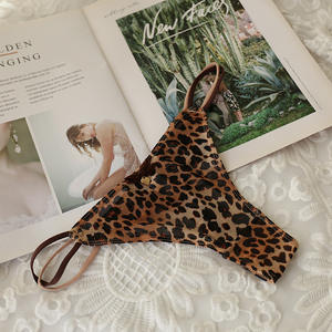 4 boyutları gazlı bez T pantolon bayanlar sevimli düşük bel pembe iç çamaşırı şeffaf leopar baskı seksi kadın seksi seksi iç çamaşırı - Product Image 5