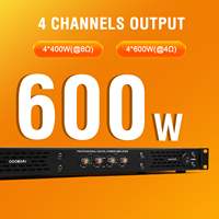 Amplificateur de puissance numérique de classe D 4 canaux 400 Watts 8Ω M4300A, amplificateur en rack 1U pour enceintes de 12 pouces