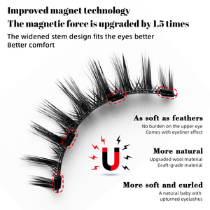 Custom Handmade Cat Eye Premium Magnetic Lashes Applicator Private Label 2 Pairs <b>Reusable</b> Lightweight Natural 3D False <b>Eyelashes</b> - Product Image 3