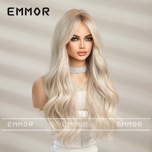Peluca de Cabello Largo y Rizado para Mujer, Color <span class=keywords><strong>Rubio</strong></span> <span class=keywords><strong>Degradado</strong></span>, Ondas Grandes, Encaje Completo, 150% de Densidad, Cobertura Total, Estilo Natural - Product Image 4