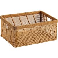 Panier de rangement en rotin tressé artisanal en gros, respirant, avec poignées en osier, multifonctionnel, rectangulaire, pour armoire et salon