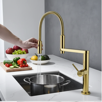2026 Style Luxe Doré 360 °   Robinet de cuisine à jet rotatif avec valve en céramique à un seul orifice pour le lavage de la vaisselle