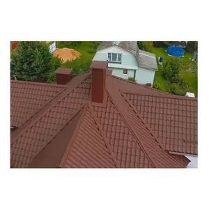 Durable Stone Coated Metal Roof Tile Wood Grain Colored House Roofing Sheet Latest Building Material for Hotel Construction