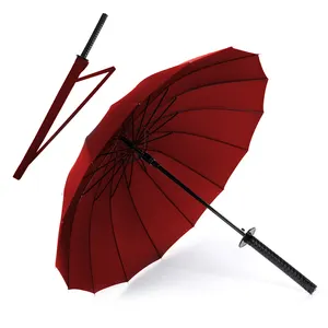 Özel rüzgar geçirmez Japandi yarı otomatik düz sopa japon samuray kılıcı uzun saplı şemsiye paraguas sombrillas