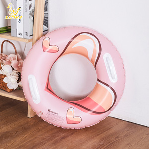 Bouée de bain gonflable ronde LCE2021-7 orange à motifs floraux en PVC 0,22 mm pour enfant unisexe, utilisation piscine, parc aquatique, plage - Product Image 2