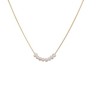 Collar de Perlas de Agua Dulce, Gargantilla Corta, Cadena de Bambú Pequeña con Colgante de Rosa Chapado en Oro, Forma Geométrica, Regalo - Product Image 1