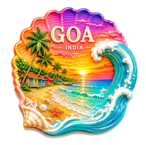 Imán de Resina de Alta Calidad para Refrigerador con Diseño de Goa, India, Exquisito Adorno Artesanal con Forma de Concha y Escena de Playa, Recuerdo de Viaje - Product Image 2