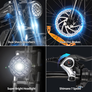 Warehouse Stock Q20Mini 20 Inch Mtb E Bike Lithium Battery Fat Tire Electric Moped EBike Electric Hybrid Bike Electric City Bike - Product Image 6
