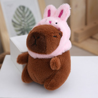 Porte-clés en peluche Capybara mignon et moelleux, poupée douce rembourrée avec divers accessoires, porte-clés en peluche anti-stress