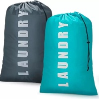 Sac à linge portable en nylon de grande capacité, écologique, durable, organisateur de rangement, pochette, logo personnalisé, couleur, lavable en machine, sale