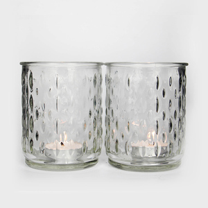 Pot de bougie de bénédiction en verre rond de haute qualité avec motif rhombique décoratif pour la décoration - Product Image 4
