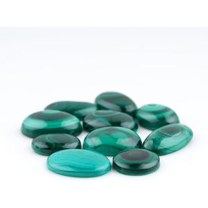 GEMKORA Cabujones de malaquita natural ovalados verdes pulidos para la fabricación de joyas, 10 unidades - Product Image 3
