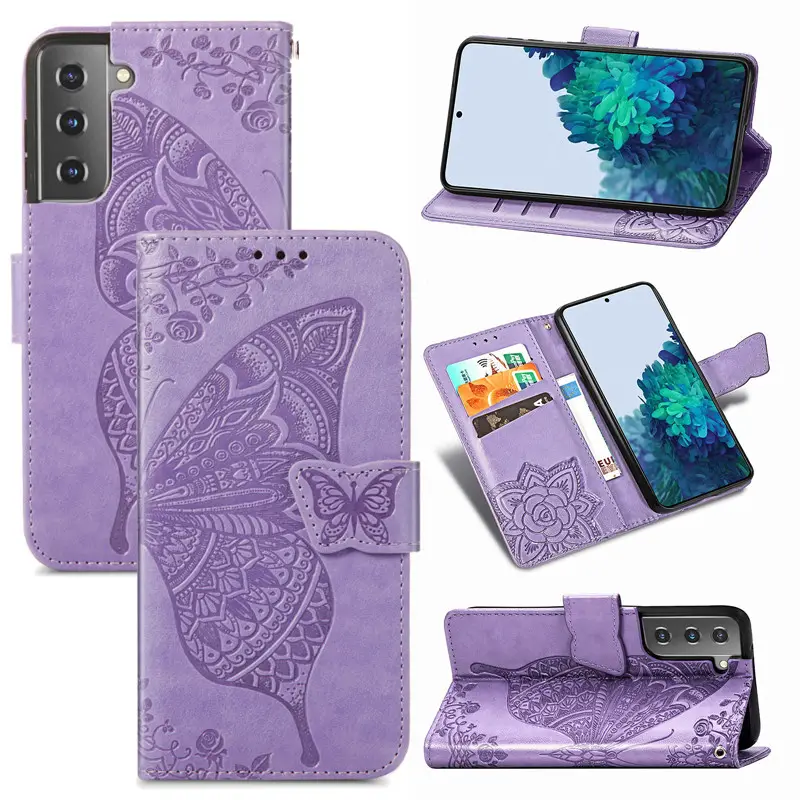 Funda de teléfono con billetera de cuero en relieve para Samsung Galaxy S23 23 22 Plus 21 Ultra A70 A70s A01 A11 A12 A03 A05S Folio Flip Cover