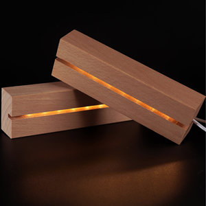 Beechwood Luminous Lamp Base 3x4.5x15cm With <b>Led</b> Light Modern Simple Style Wooden Craft Ornament - Product Image 2