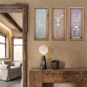 Decorazione Murale Floreale in Legno, <span class=keywords><strong>Quadro</strong></span> Botanico Incorniciato, Insegna Decorativa in Legno per Casa e <span class=keywords><strong>Cucina</strong></span>, Dipinti Paesaggistici Vintage Stile Fattoria - Product Image 5