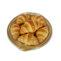 Plateau à dessert en plastique avec couvercle transparent, plateau à apéritif doré, plateau jetable pour pain, croissant, caramel, gâteau au fromage